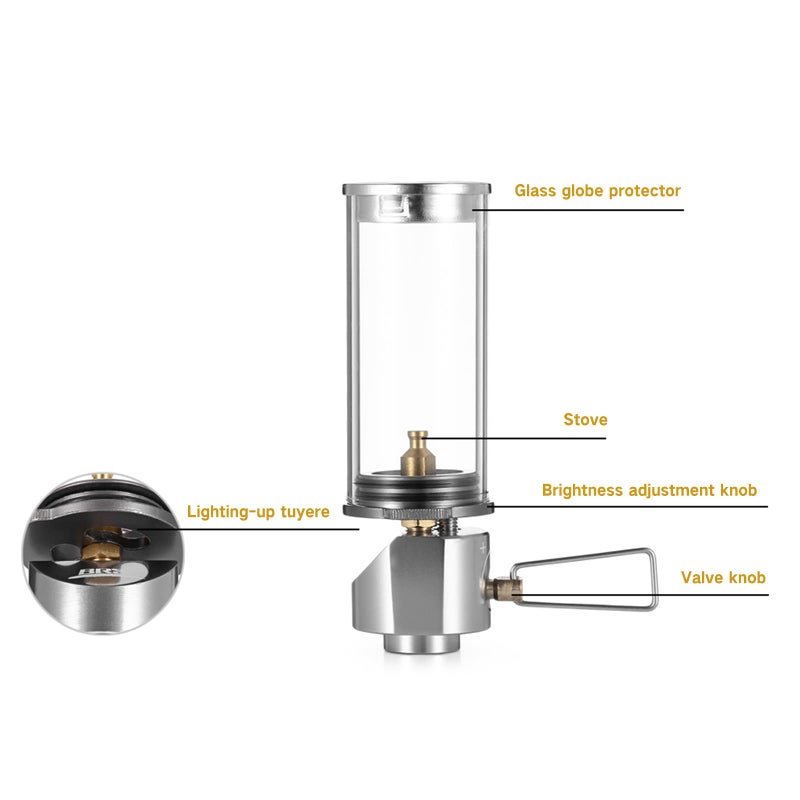 BRS Outdoor Gas Lantern Dreamlike Candle Lamp Portable Tent Lantern Glass Mantle Lantern (BRS-55 1pc) - Image 2